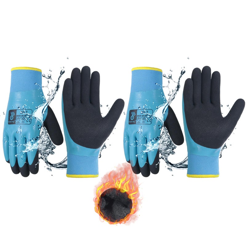 AIGEVTURE Waterproof Winter Work Gloves Men Women,Cold Weather Insulated Work Gloves Thermal Liner Superior Grip Latex Coating Warm for Outdoor (Small-2 pairs, Sky Blue) - Image 1